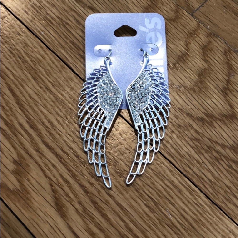 NWT Claire’s Crystal Wings Dangle Earrings